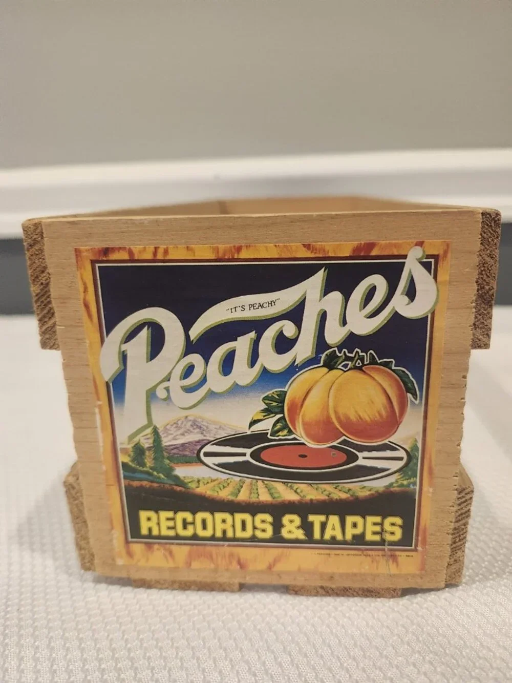 Peaches Records & Tapes~Cassette or 8-Track Tapes~Wood Storage Crate~12